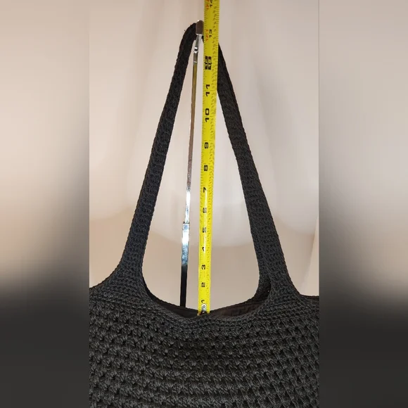 The Sak Vintage Black Crochet Lined Shoulder Hobo Bag OS - Picture 8 of 11